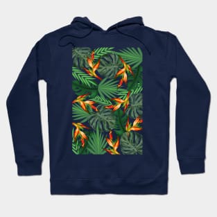 Vibrant Tropical Leaves Green Pattern Hoodie